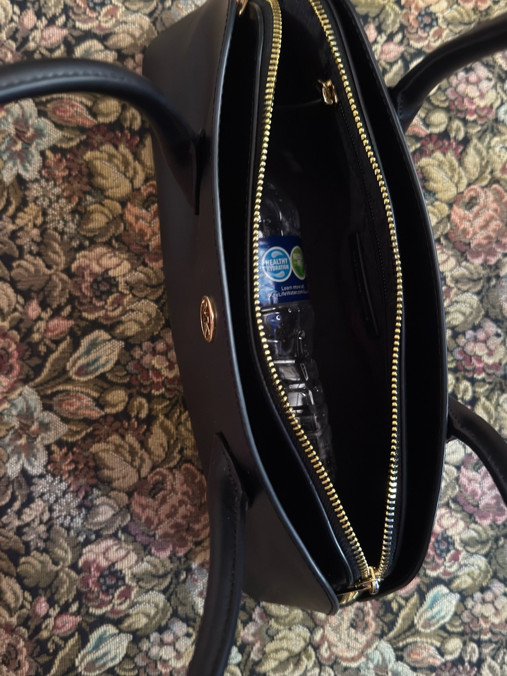 Michael Kors Black Leather Double-Handle Dome Shoulder Bag - Picture 5 of 9